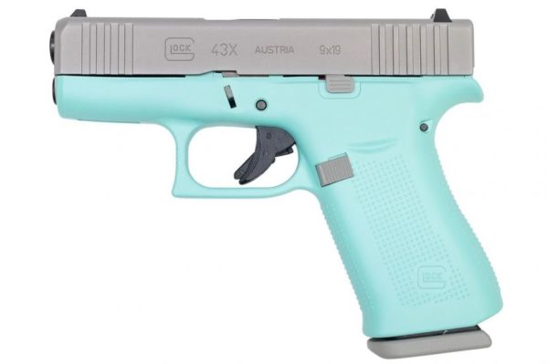Glock 43X 9mm 3.41" Barrel 10+1 Robins Egg Blue/Silver