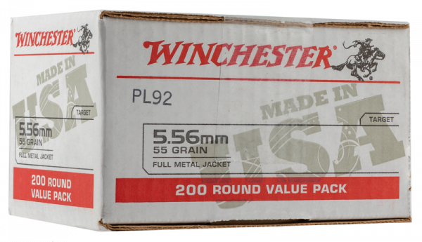 Winchester USA 5.56 Ammo 200-Rounds 55 Grain FMJ