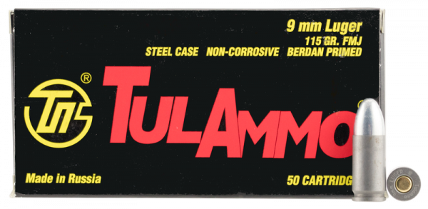 TulAmmo Handgun 9mm 115gr 50-Rounds FMJ