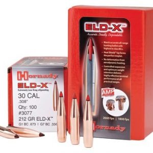 Hornady 30 Caliber Bullets 200 Grains, Boat Tail, ELD-X, Per 100