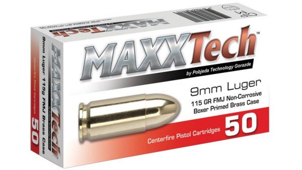 TulAmmo MaxxTech Brass 9mm 115-Grain 50-Rounds FMJ