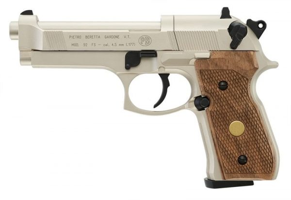 Umarex M92FS Airgun Nickel / Wood .177 8-Rounds