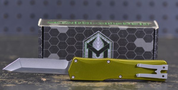 Heretic Knives Cleric Tanto OTF Auto Knife Green Handle 3.5"