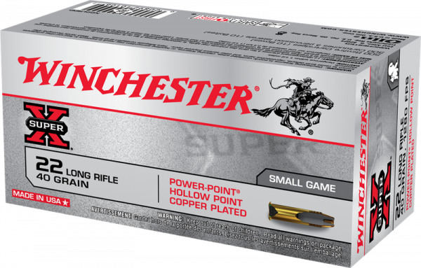 Winchester Super-X Power-Point Brass .22 LR 40-Grain 222-Rounds CPHP