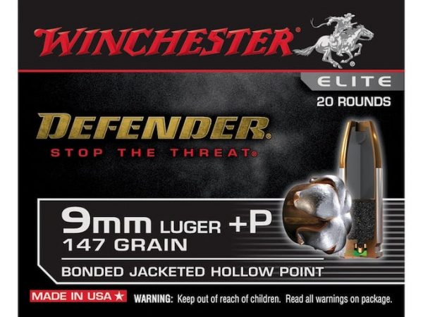 Winchester Win Ammo Supreme Elite 9mm 147 Grain Pdx1 Defender 9mm Luger Jacketed Hollow Point (JHP) 20 Rounds