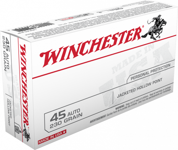 Winchester USA Brass .45 ACP 230-Grain 50-Rounds JHP