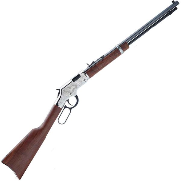 Henry Silver Eagle 2nd Edition Engraved Nickel Receiver Lever Action Rifle - 22 Long Rifle - 20in