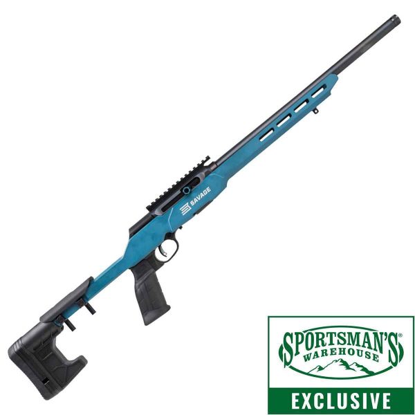 Savage A22 Precision 22 Long Rifle 18in Blue Titanium/Black Semi Automatic Modern Sporting Rifle - 10+1 Rounds