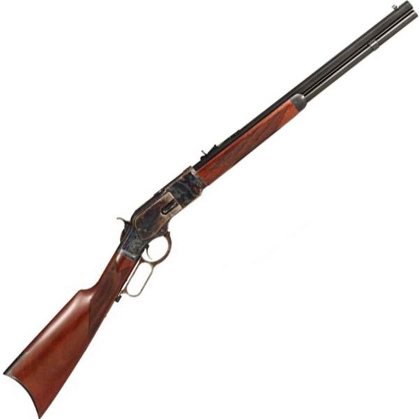Taylor and Company 1873 Checkered Straight Stock Taylor Tuned Blued Lever Action Rifle - 45 (Long) Colt