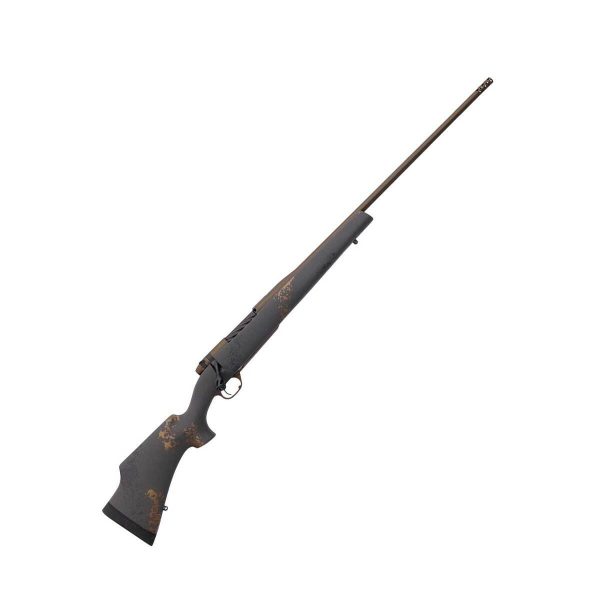 Weatherby Mark V Camilla Ultra Lightweight Midnight Bronze Cerakote Black Smoke Gold Sponged Bolt Action Rifle - 243 Winchester